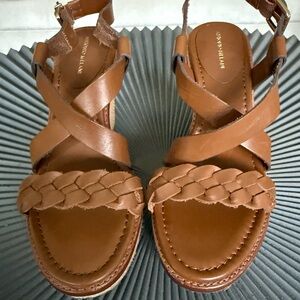 Leather sandals, with 4 inch wedge heel